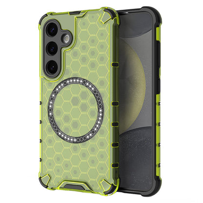 Custodia MagSafe per Samsung Galaxy S25 S931, Techsuit, HoneyComb Shield, Verde