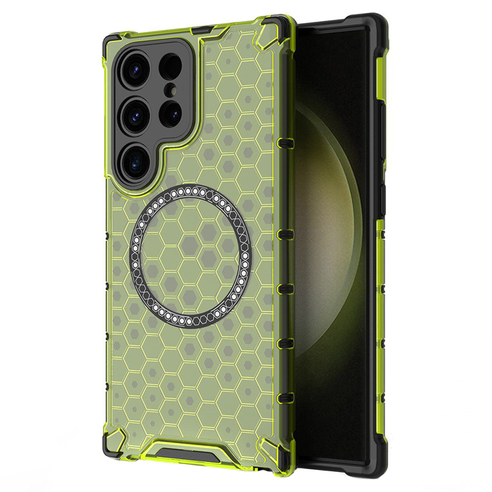 Custodia MagSafe per Samsung Galaxy S25 Ultra S938, Techsuit, HoneyComb Shield, Verde