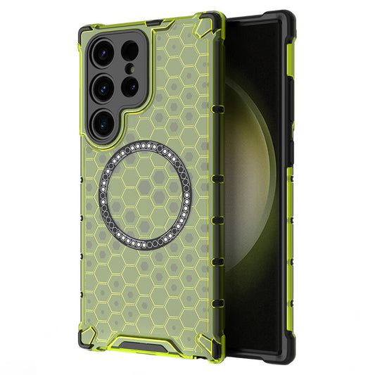 Custodia MagSafe per Samsung Galaxy S25 Ultra S938, Techsuit, HoneyComb Shield, Verde