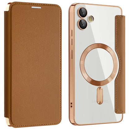 Custodia MagSafe per Samsung Galaxy A05 A055, Techsuit, SmartMag Book, Marrone