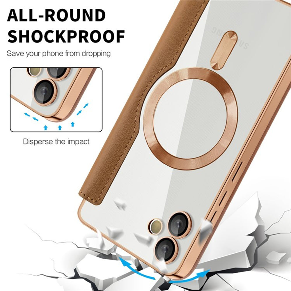Custodia MagSafe per Samsung Galaxy A05 A055, Techsuit, SmartMag Book, Marrone