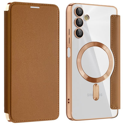 Custodia MagSafe per Samsung Galaxy A05s A057, Techsuit, SmartMag Book, Marrone