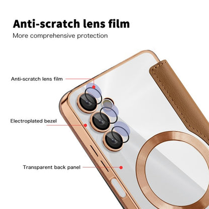 Custodia MagSafe per Samsung Galaxy A05s A057, Techsuit, SmartMag Book, Marrone