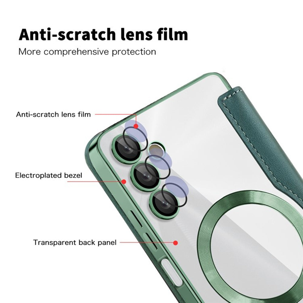 Custodia MagSafe per Samsung Galaxy A05s A057, Techsuit, SmartMag Book, Verde