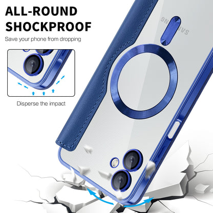 Custodia MagSafe per Samsung Galaxy A06 A065, Techsuit, SmartMag Book, Blu