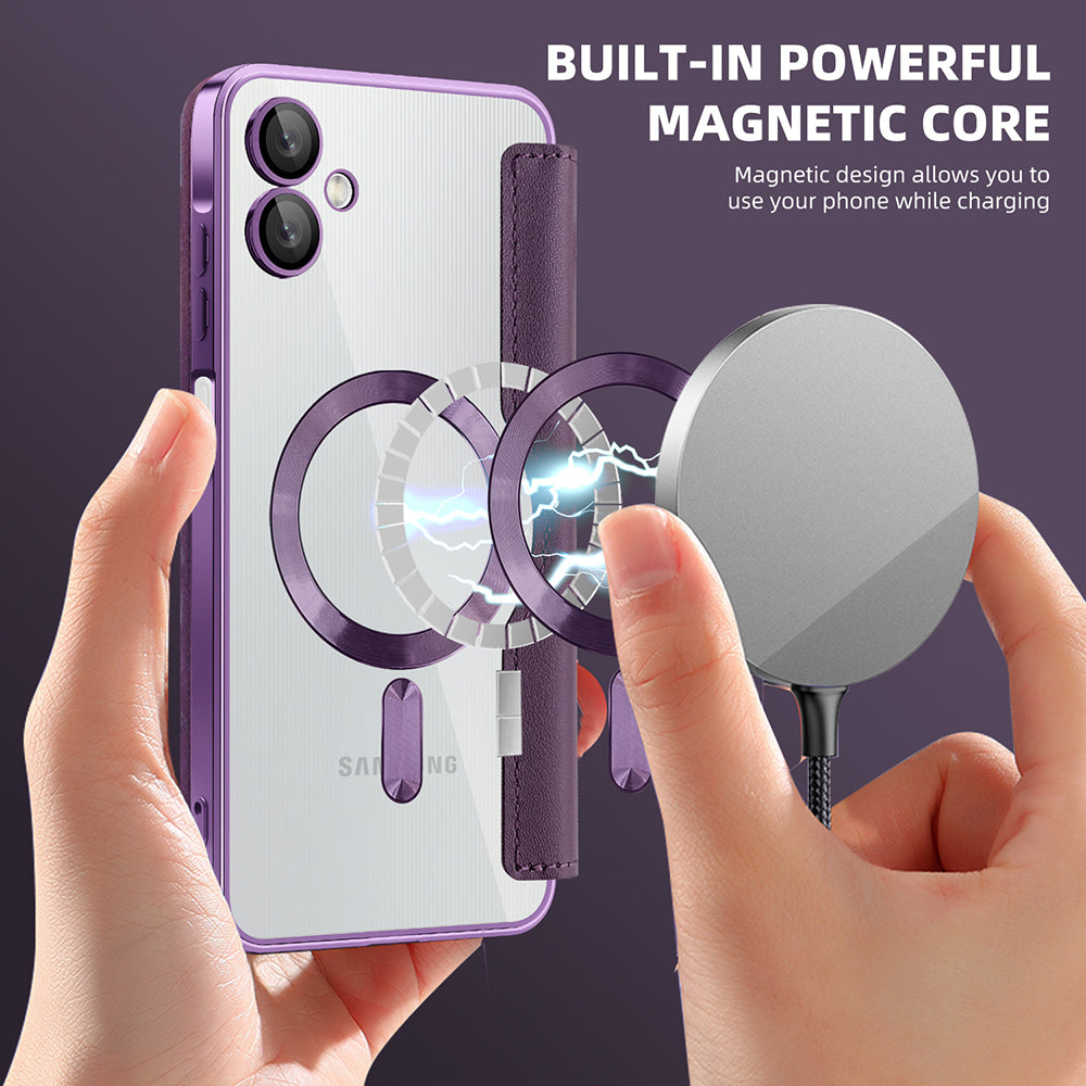 Custodia MagSafe per Samsung Galaxy A06 A065, Techsuit, SmartMag Book, Viola