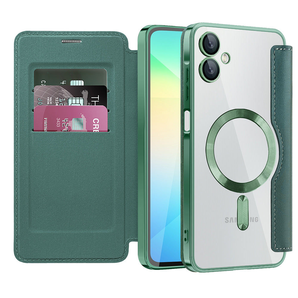 MagSafe Case for Samsung Galaxy A06 A065, Techsuit, SmartMag Book, Green