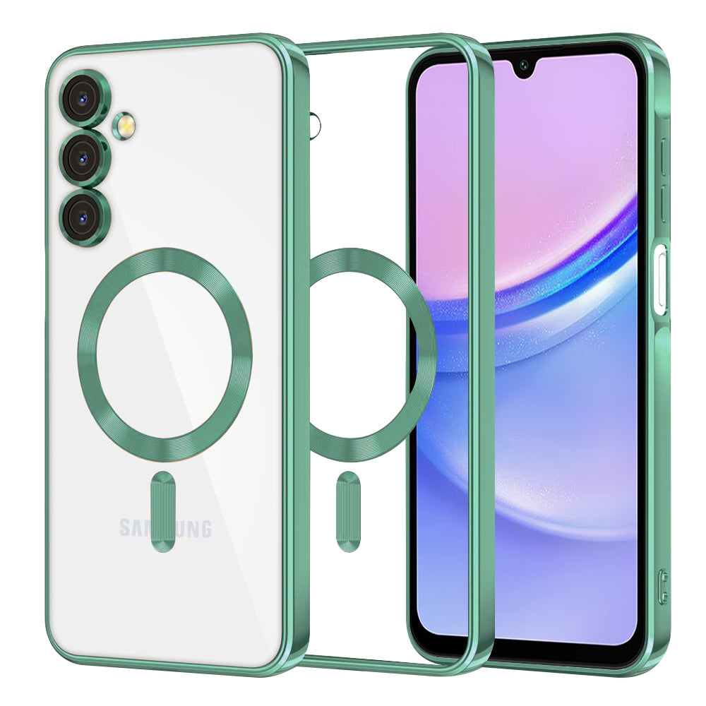 Custodia MagSafe per Samsung Galaxy A15 5G A156 / A15 A155, Techsuit, Luxury Crystal, Verde Chiaro