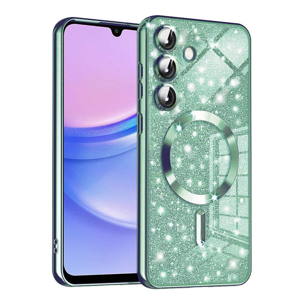 Custodia MagSafe per Samsung Galaxy A15 5G A156 / A15 A155, Techsuit, Luxury Glitter, Verde Chiaro