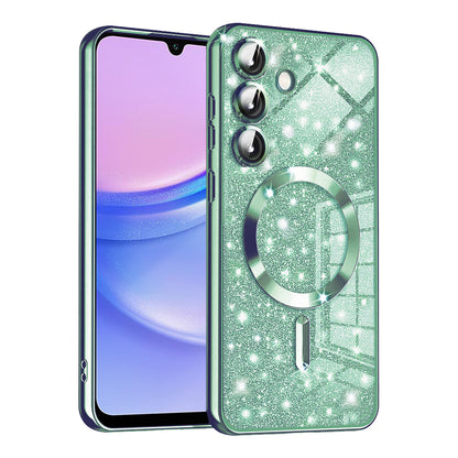 Custodia MagSafe per Samsung Galaxy A15 5G A156 / A15 A155, Techsuit, Luxury Glitter, Verde Chiaro