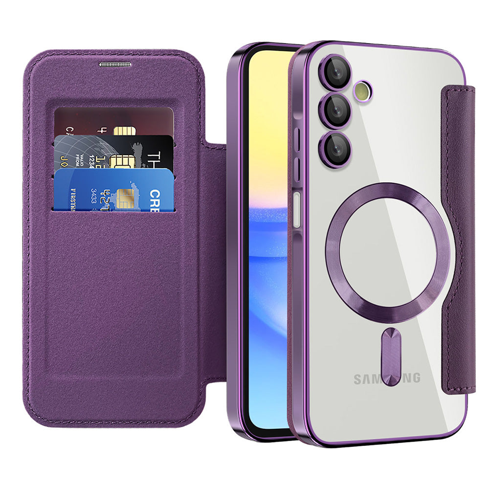 Custodia MagSafe per Samsung Galaxy A15 5G A156 / A15 A155, Techsuit, SmartMag Book, Viola
