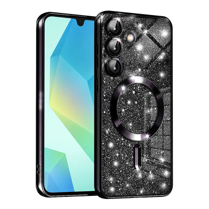 Custodia MagSafe per Samsung Galaxy A16 5G A166 / A16 4G A165, Techsuit, Luxury Glitter, Nera