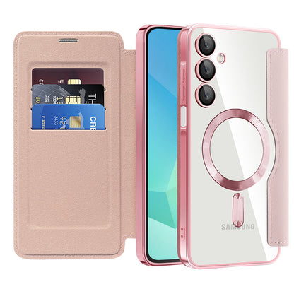 Custodia MagSafe per Samsung Galaxy A16 5G A166 / A16 4G A165, Techsuit, SmartMag Book, Rosa