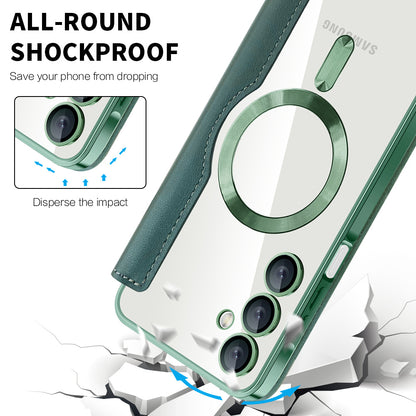 Custodia MagSafe per Samsung Galaxy A16 5G A166 / A16 4G A165, Techsuit, SmartMag Book, Verde