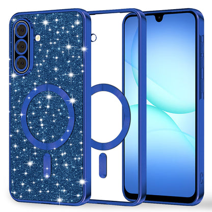 Custodia MagSafe per Samsung Galaxy A17 4G / A17 5G, Techsuit, Luxury Glitter, Blu Scuro