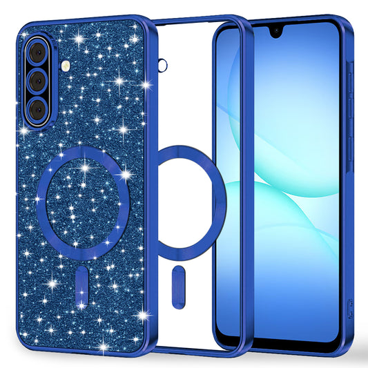 Custodia MagSafe per Samsung Galaxy A17 4G / A17 5G, Techsuit, Luxury Glitter, Blu Scuro
