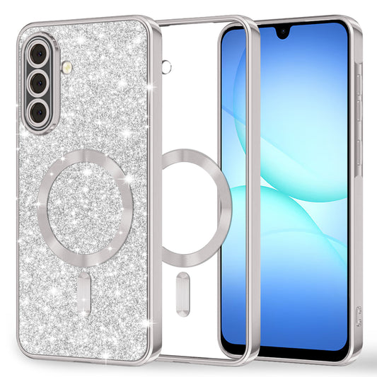 Custodia MagSafe per Samsung Galaxy A17 4G / A17 5G, Techsuit, Luxury Glitter, Argento