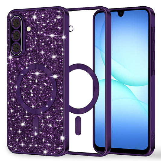 Custodia MagSafe per Samsung Galaxy A17 4G / A17 5G, Techsuit, Luxury Glitter, Viola Scuro