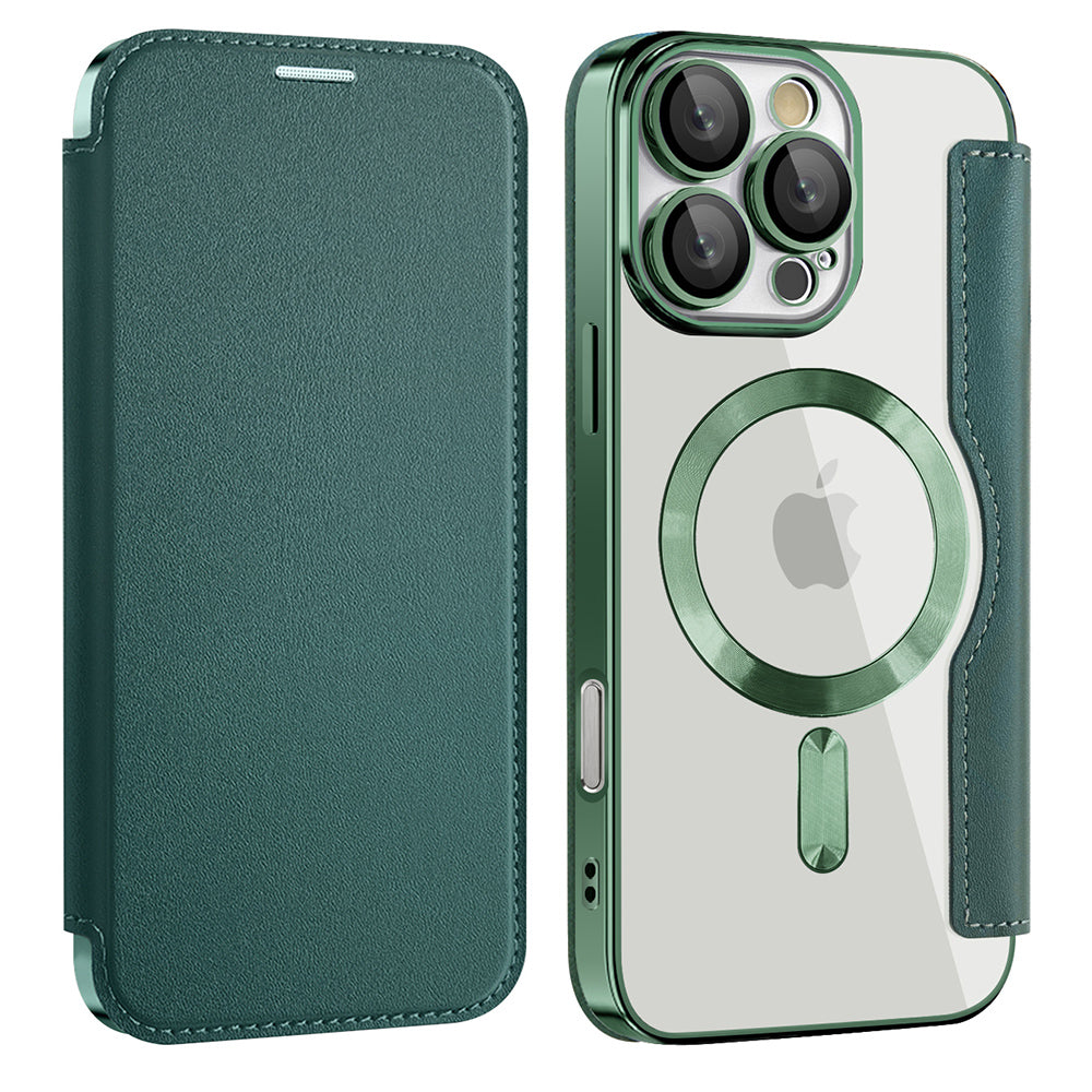 Custodia MagSafe per Samsung Galaxy A17 5G, Techsuit, SmartMag Book, Verde
