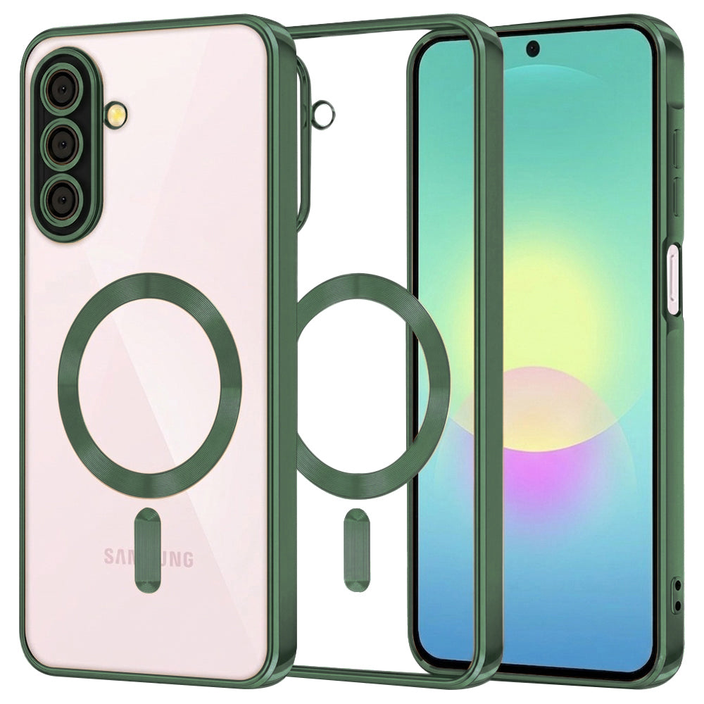 Custodia MagSafe per Samsung Galaxy A27 5G, Techsuit, Luxury Crystal, Verde Scuro