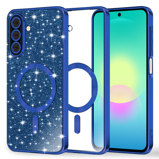 Custodia MagSafe per Samsung Galaxy A27 5G, Techsuit, Luxury Glitter, Blu Scuro