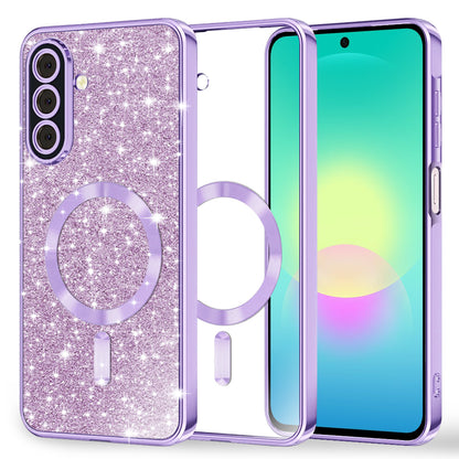 Custodia MagSafe per Samsung Galaxy A27 5G, Techsuit, Luxury Glitter, Viola Chiaro