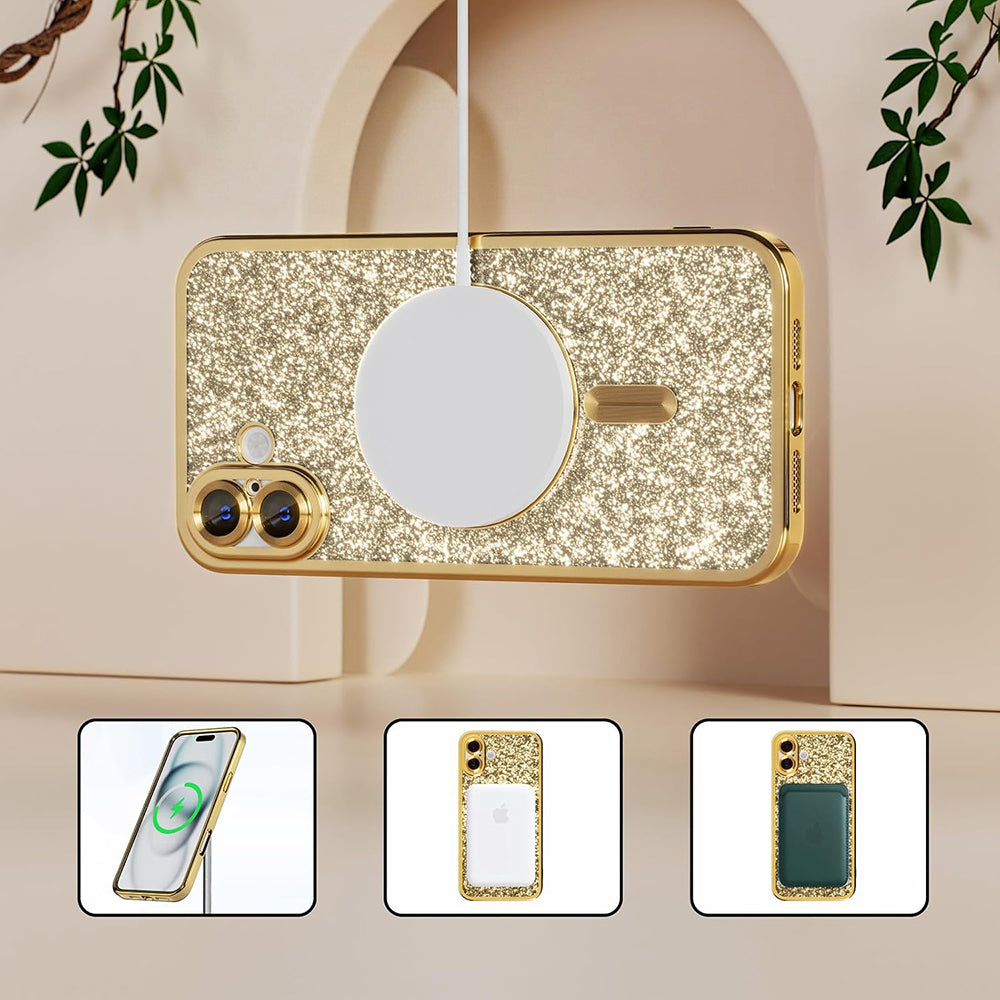 Custodia MagSafe per Samsung Galaxy A27 5G, Techsuit, Luxury Glitter, Nera