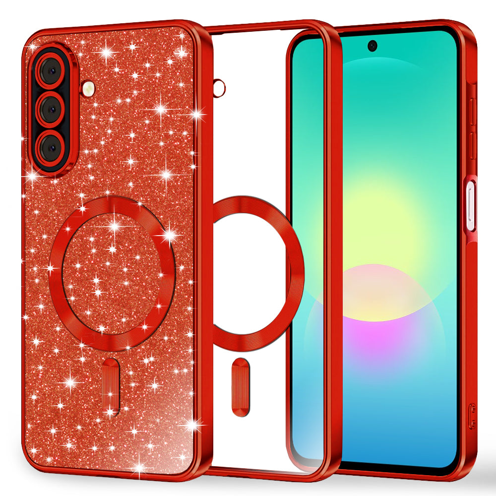 Custodia MagSafe per Samsung Galaxy A27 5G, Techsuit, Luxury Glitter, Rossa