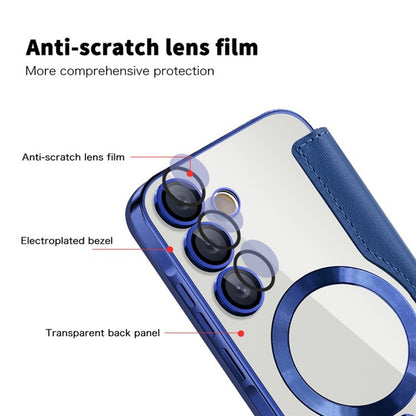 Custodia MagSafe per Samsung Galaxy A35 5G A356, Techsuit, SmartMag Book, Blu