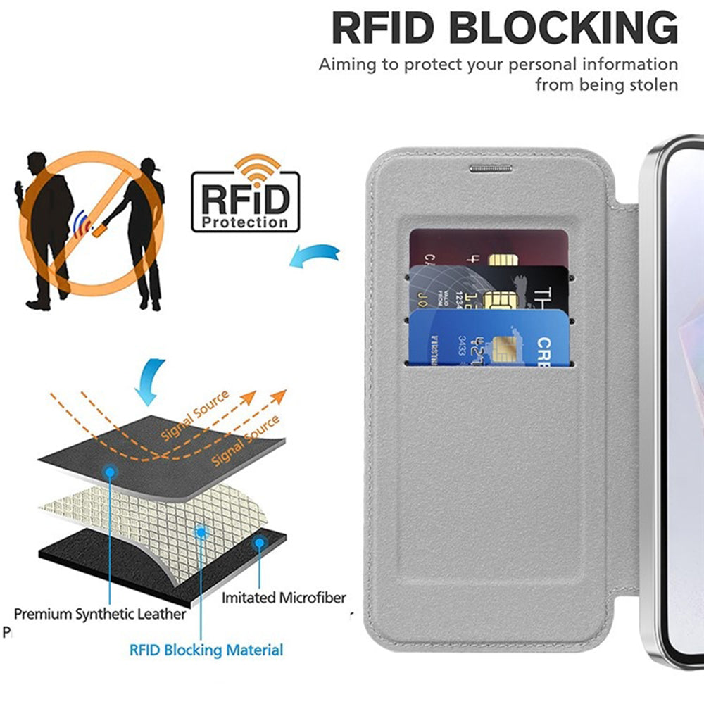 Custodia MagSafe per Samsung Galaxy A35 5G A356, Techsuit, SmartMag Book, Grigio