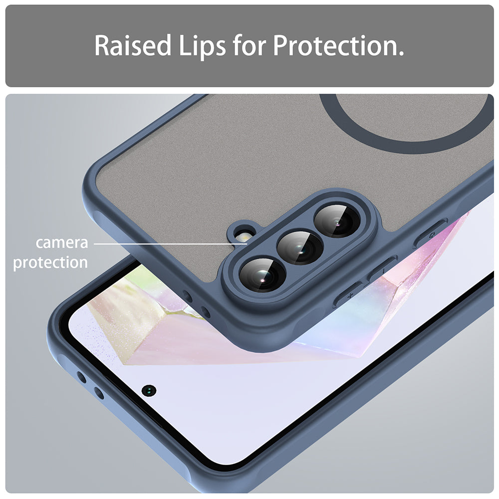 Custodia MagSafe per Samsung Galaxy A36 A366, Techsuit, HaloFrost II, Blu Navy