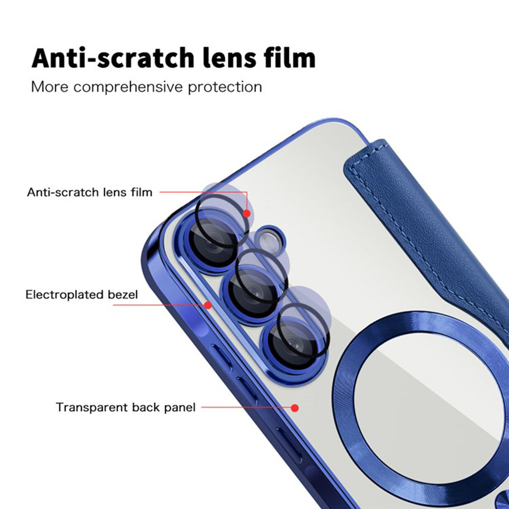 Custodia MagSafe per Samsung Galaxy A36 A366, Techsuit, SmartMag Book, Blu