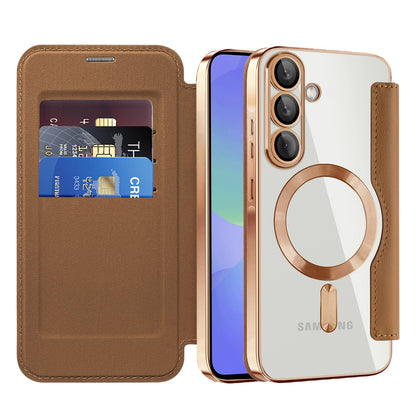 Custodia MagSafe per Samsung Galaxy A36 A366, Techsuit, SmartMag Book, Marrone