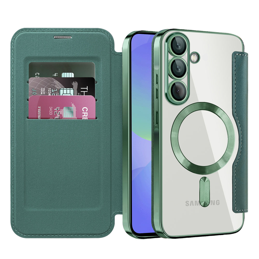 Custodia MagSafe per Samsung Galaxy A36 A366, Techsuit, SmartMag Book, Verde