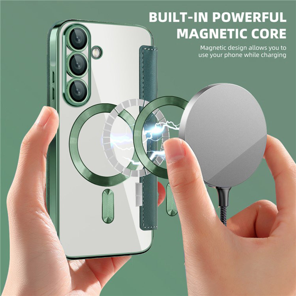 Custodia MagSafe per Samsung Galaxy A36 A366, Techsuit, SmartMag Book, Verde