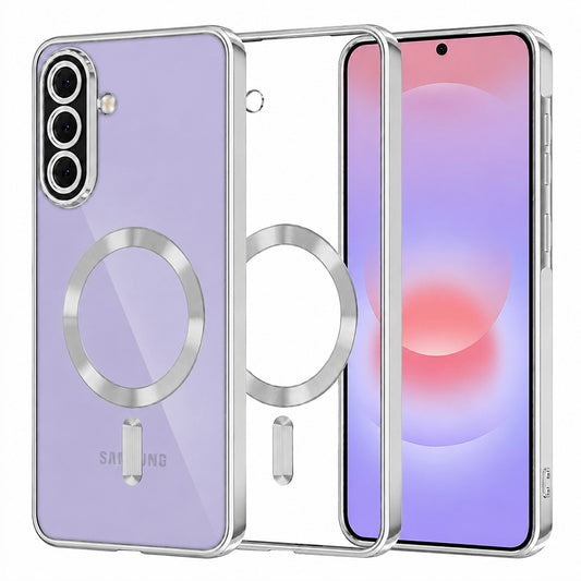 Custodia MagSafe per Samsung Galaxy A37 5G, Techsuit, Luxury Crystal, Argento