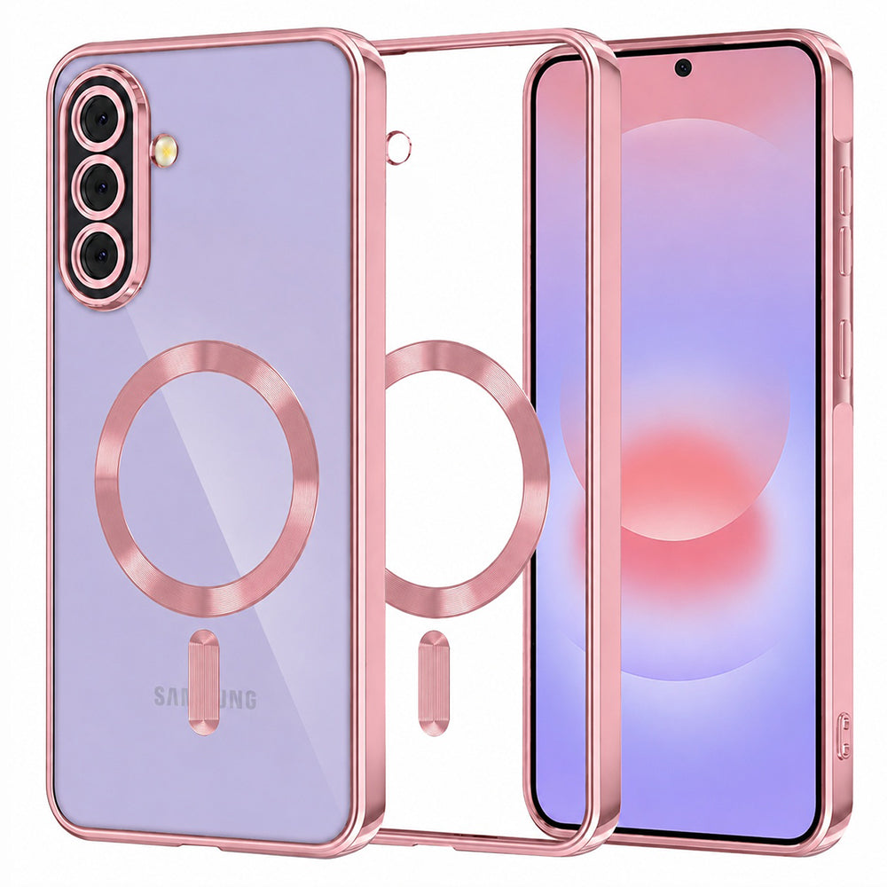 Custodia MagSafe per Samsung Galaxy A37 5G, Techsuit, Luxury Crystal, Rosa
