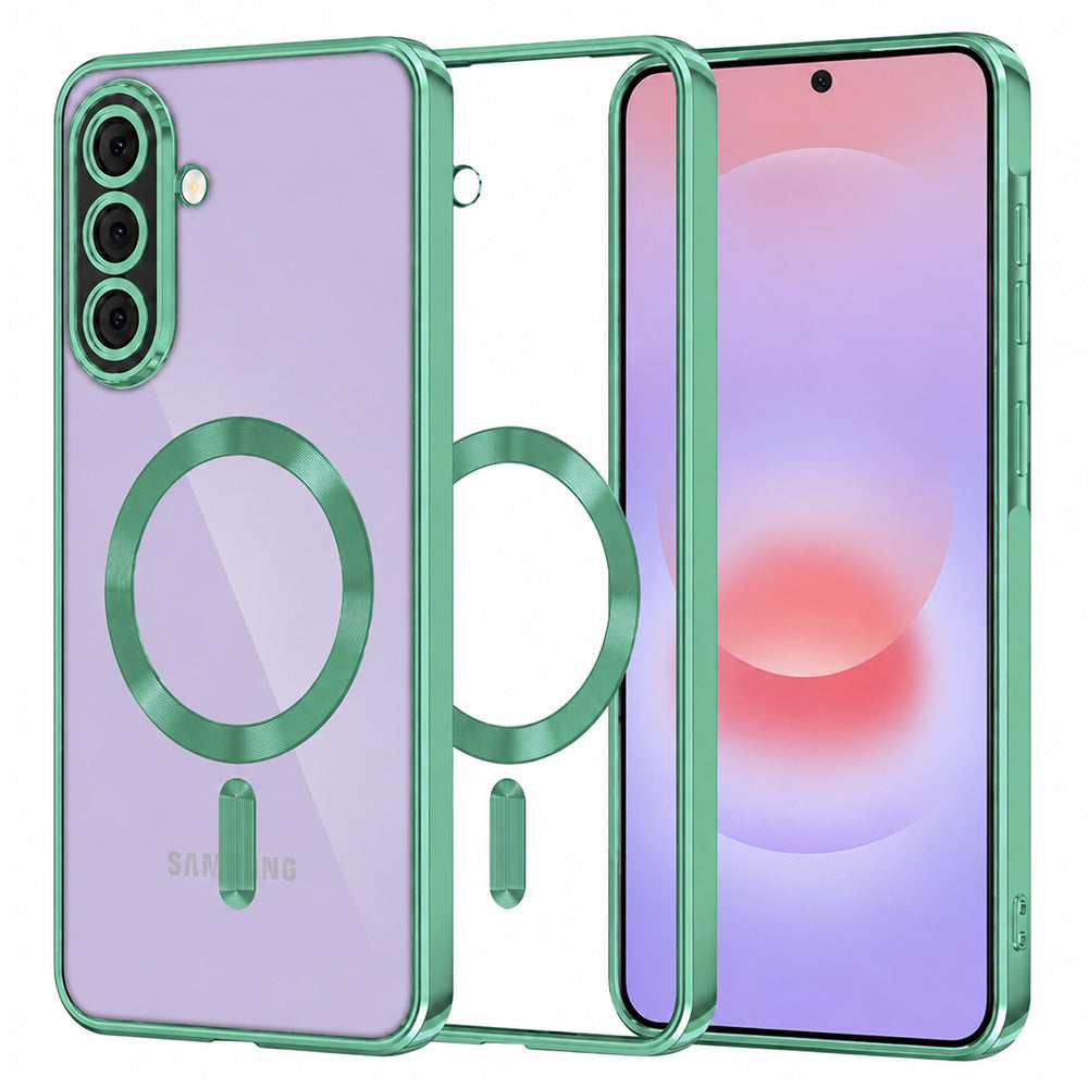 Custodia MagSafe per Samsung Galaxy A37 5G, Techsuit, Luxury Crystal, Verde Chiaro