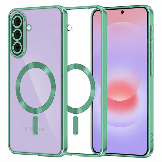 Custodia MagSafe per Samsung Galaxy A37 5G, Techsuit, Luxury Crystal, Verde Chiaro