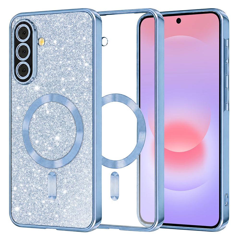 Custodia MagSafe per Samsung Galaxy A37 5G, Techsuit, Luxury Glitter, Blu