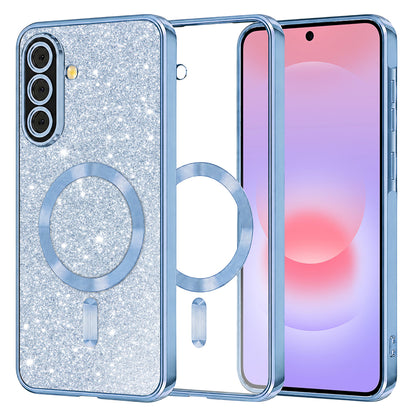 Custodia MagSafe per Samsung Galaxy A37 5G, Techsuit, Luxury Glitter, Blu