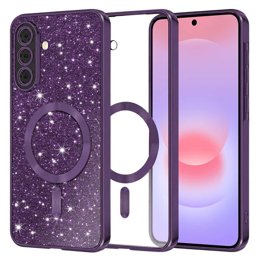 Custodia MagSafe per Samsung Galaxy A37 5G, Techsuit, Luxury Glitter, Viola Scuro
