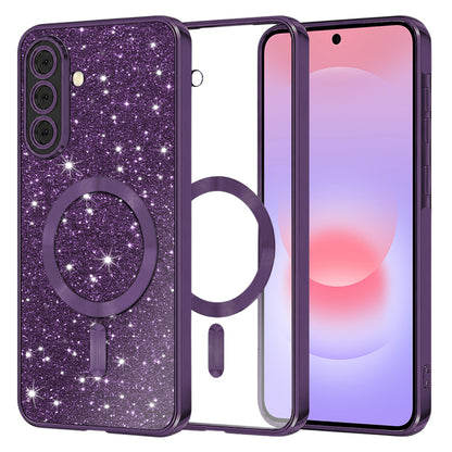 Custodia MagSafe per Samsung Galaxy A37 5G, Techsuit, Luxury Glitter, Viola Scuro