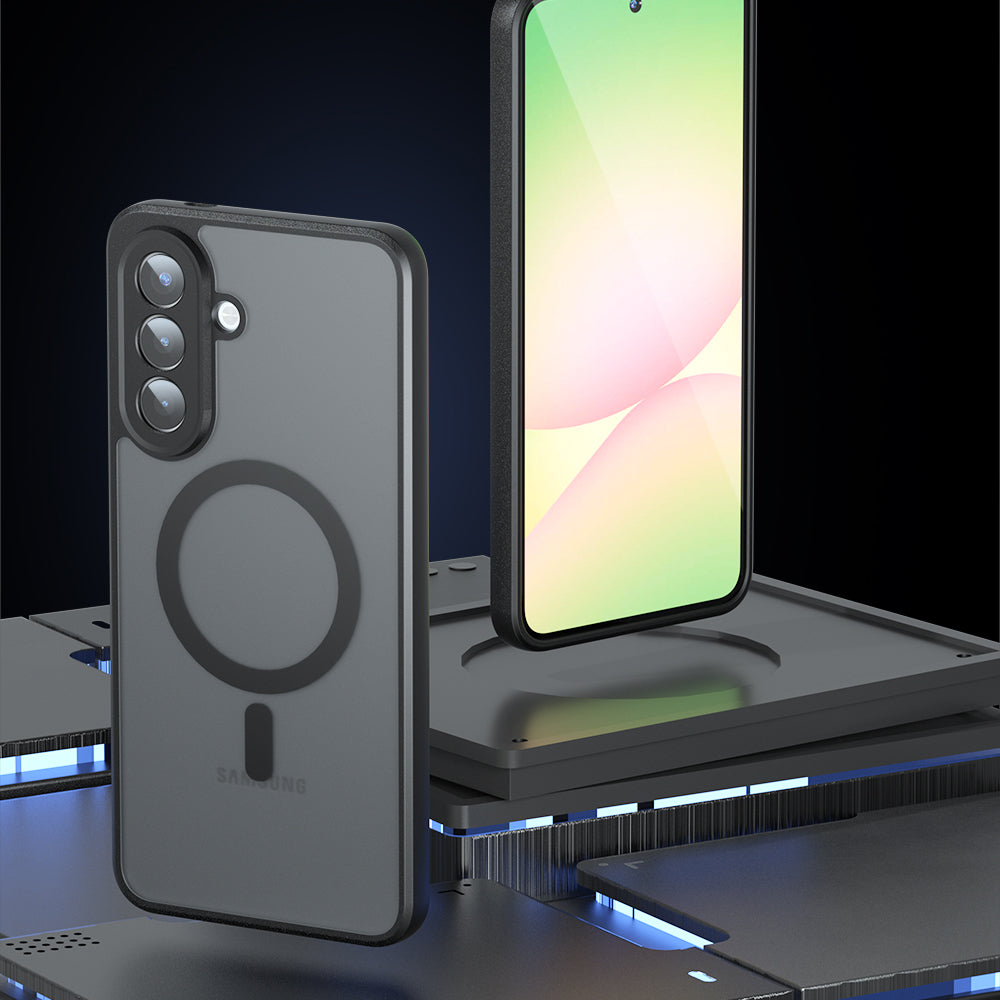 Custodia MagSafe per Samsung Galaxy A37 5G, Techsuit, PureFrost, Nera Satinata