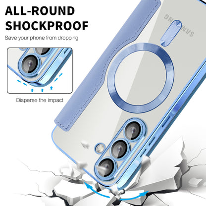 Custodia MagSafe per Samsung Galaxy A37 5G, Techsuit, SmartMag Book, Blu