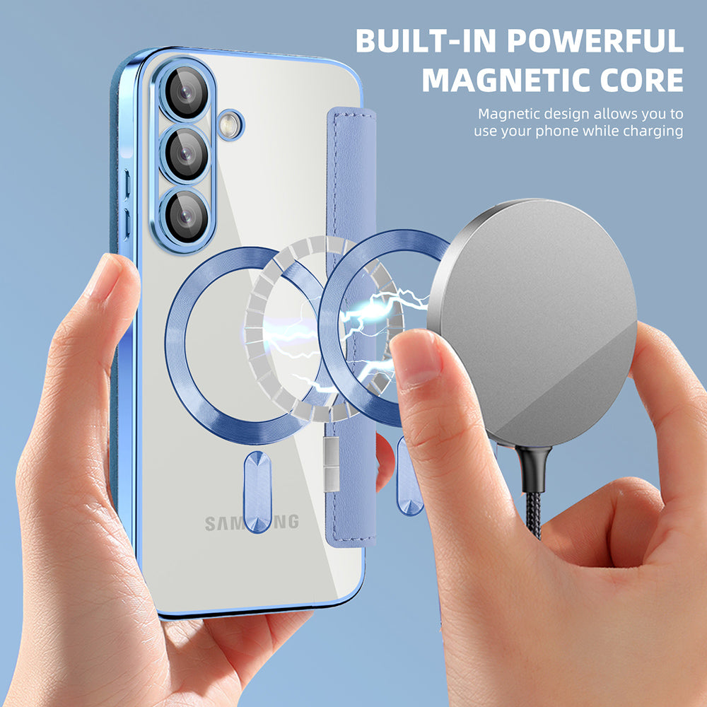 Custodia MagSafe per Samsung Galaxy A37 5G, Techsuit, SmartMag Book, Blu