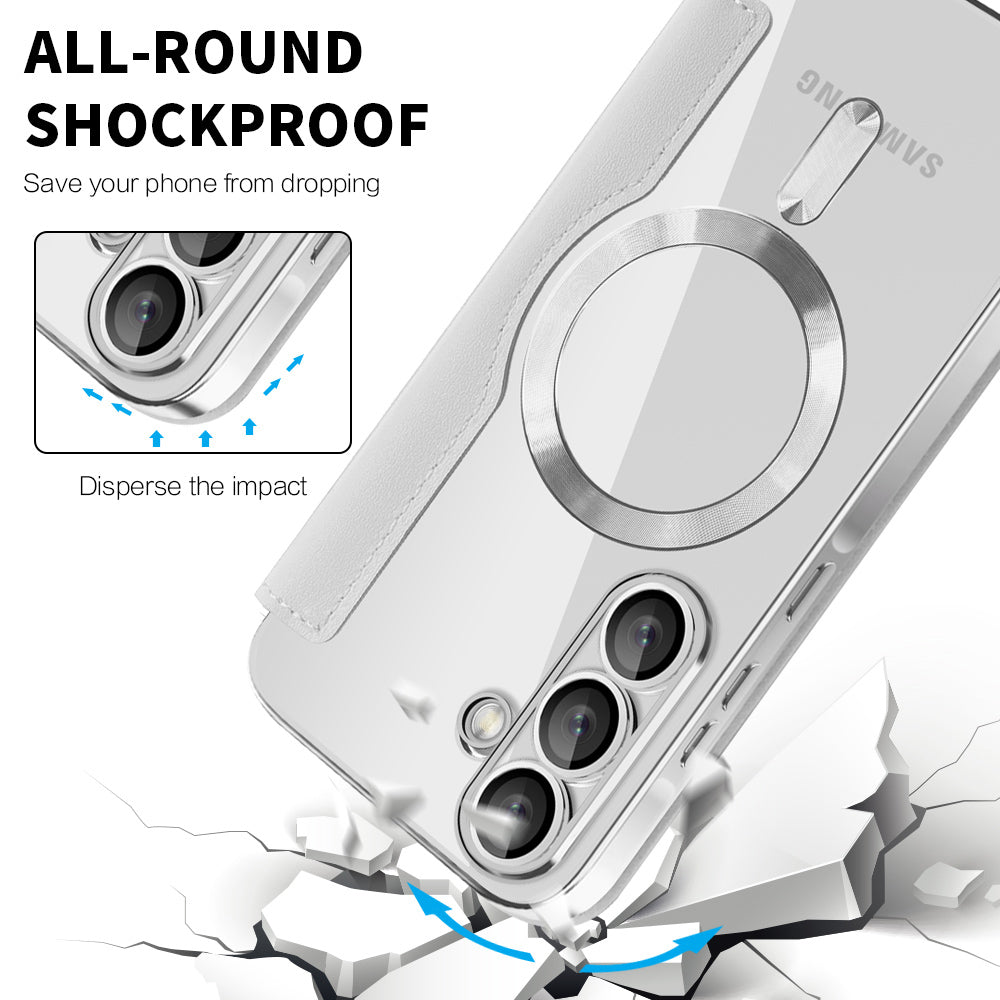 Custodia MagSafe per Samsung Galaxy A37 5G, Techsuit, SmartMag Book, Grigio