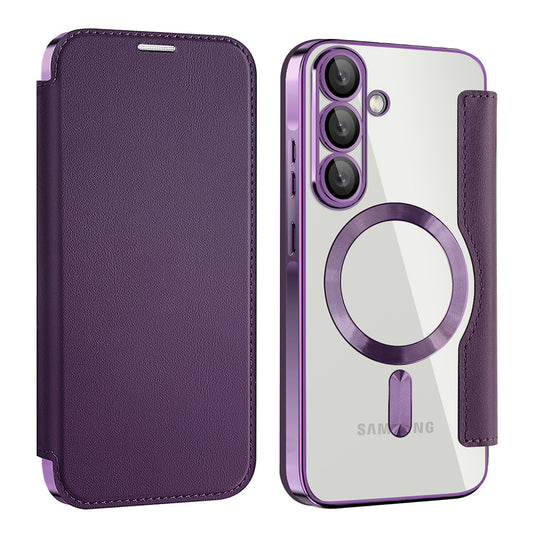Custodia MagSafe per Samsung Galaxy A37 5G, Techsuit, SmartMag Book, Viola