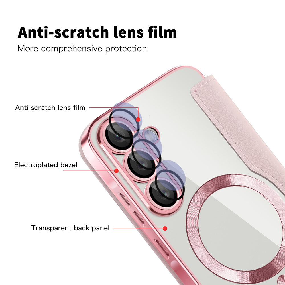 Custodia MagSafe per Samsung Galaxy A37 5G, Techsuit, SmartMag Book, Rosa