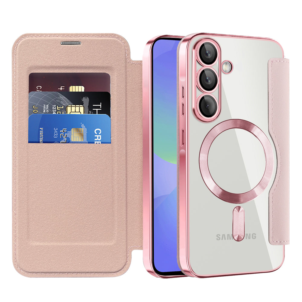 Custodia MagSafe per Samsung Galaxy A37 5G, Techsuit, SmartMag Book, Rosa